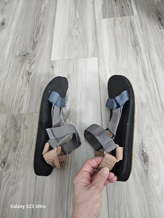 Teva Men's Black Sandals with Blue, Gray, and Pink Straps Sz 9 - Picture 4 of 8